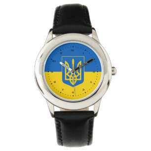 Ukrainian flag the with coat of arms watch