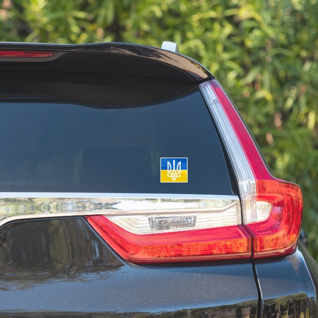 Ukrainian Flag With Coat Of Arms  (Car Side)