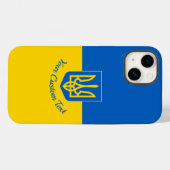 Ukrainian flag with coat of arms and custom text Case-Mate iPhone case (Back (Horizontal))