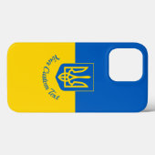 Ukrainian flag with coat of arms and custom text Case-Mate iPhone case (Back (Horizontal))