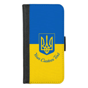 Ukrainian flag with coat of arms and custom text iPhone 8/7 wallet case