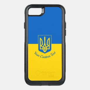 Ukrainian flag with coat of arms and custom text OtterBox commuter iPhone 8/7 case