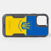 Ukrainian flag with coat of arms and custom text otterbox iPhone case (Back Horizontal)