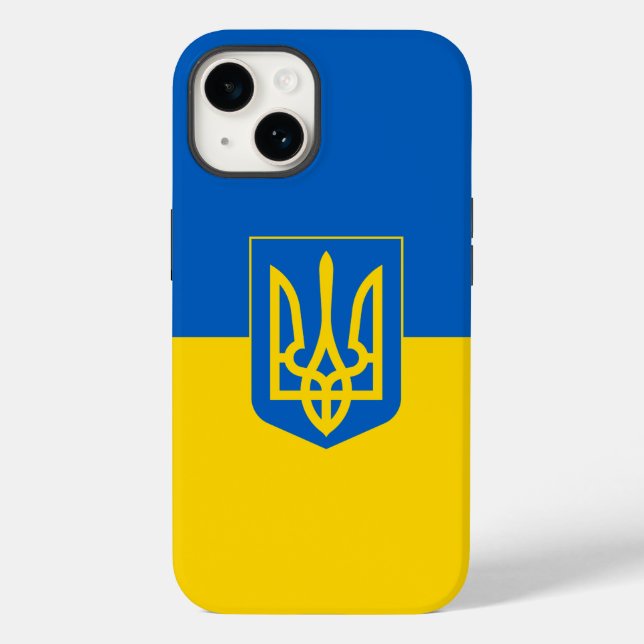 Ukrainian flag with coat of arms Case-Mate iPhone case (Back)