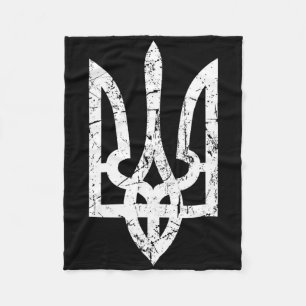 Ukrainian Flag With Crest Ukraine  Fleece Blanket
