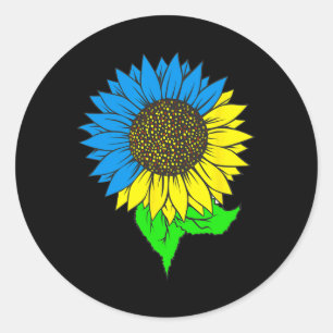 Ukrainian Flag With Sunflower Ukraine Classic Round Sticker