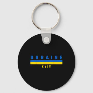 Ukrainian Flag With Text Ukraine- Kyiv In Capital  Keychain