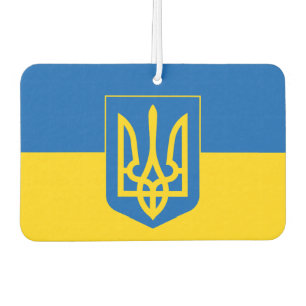 Ukrainian flag with the coat of arms air freshener