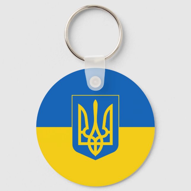 Ukrainian flag with the coat of arms keychain (Front)