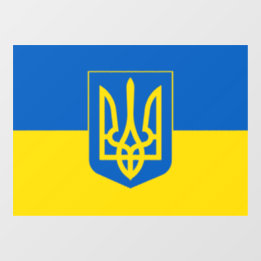 Ukrainian flag with the Trident Coat of Arms. Window Cling