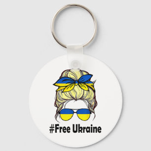 Ukrainian Flag Women Messy Bun Free Ukraine  Keychain