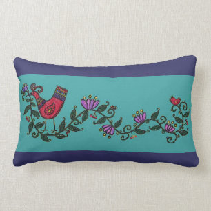 Ukrainian Folk Art - Bird and Vine Lumbar Pillow