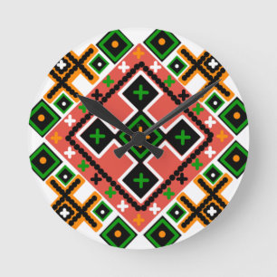 Ukrainian Folk Art Inspired  Round Clock