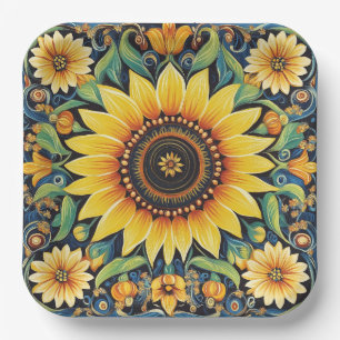 Ukrainian folk art paper plate