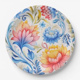 Ukrainian folk art pattern paper plate