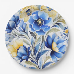 Ukrainian folk art pattern paper plate