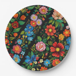 Ukrainian folk art pattern paper plate