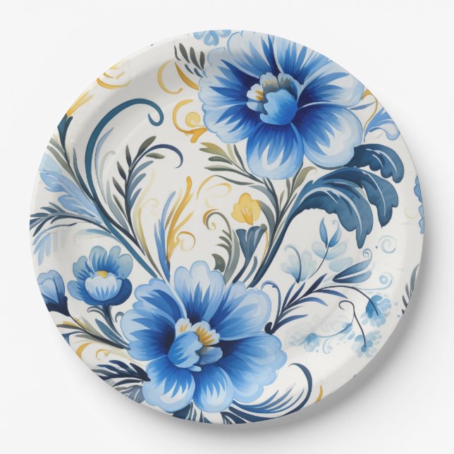 Ukrainian folk art pattern paper plate (Front)