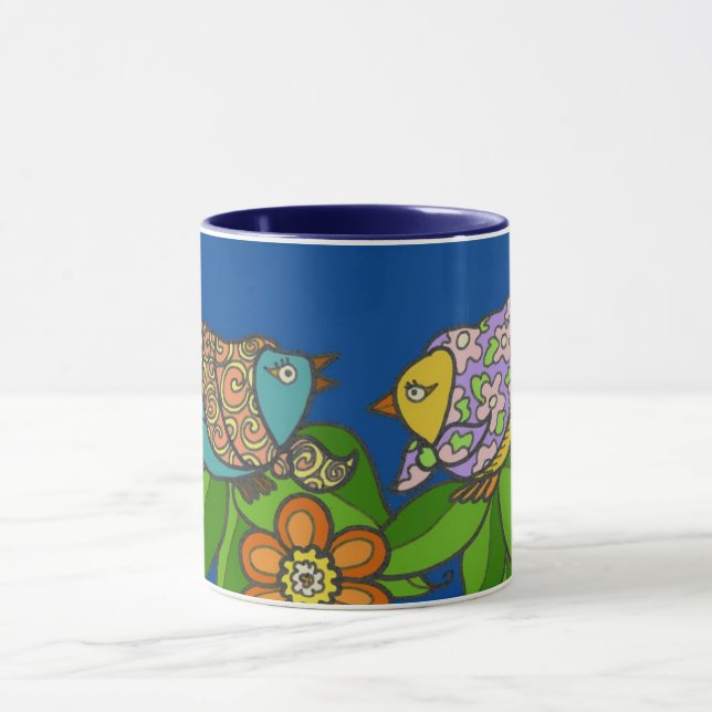 Ukrainian Folk Art Spring BirdsMug Mug (Center)