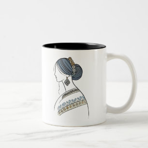 Ukrainian Folk Art Two-Tone Mug Elegant Line Art