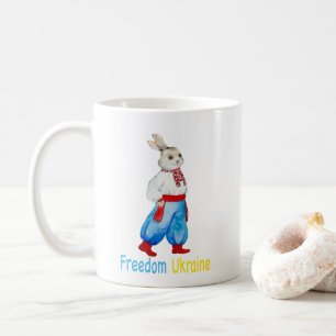 Ukrainian folk costume watercolor stylized rabbit coffee mug