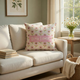 Ukrainian Folk Cross Stitch Embroidery Floral Patt Throw Pillow