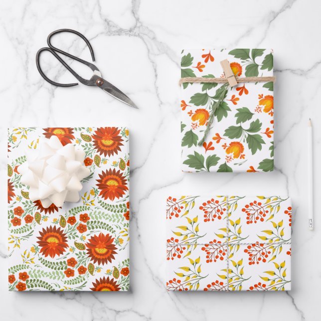 Ukrainian folk floral pattern. Ukraine Wrapping Paper Sheet (Front)