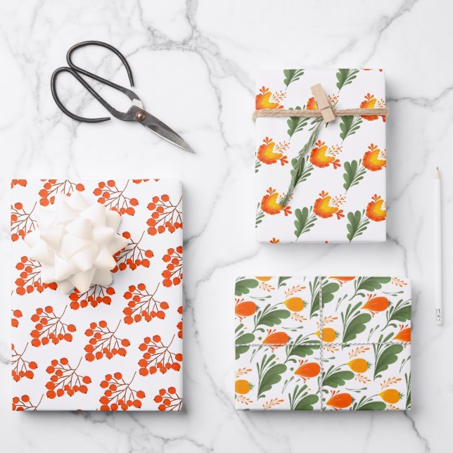 Ukrainian folk floral pattern. Ukraine Wrapping Paper Sheet (Front)