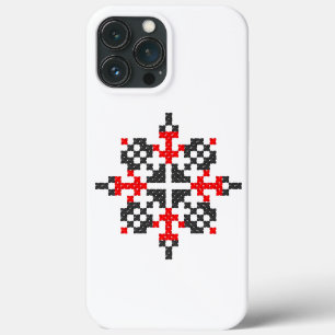 Ukrainian folk pattern in black and red. Ukraine iPhone 13 Pro Max Case