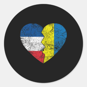 Ukrainian French Flags Heart France Ukraine Roots Classic Round Sticker