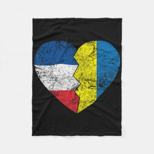 Ukrainian French Flags Heart France Ukraine Roots Fleece Blanket