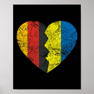 Ukrainian German Flag Heart Germany Ukraine Flag R Poster