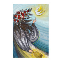 Ukrainian Girl and Peace Bir Acrylic Wall Art