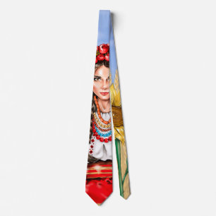 Ukrainian Girl Fighting for Freedom Button Round C Tie