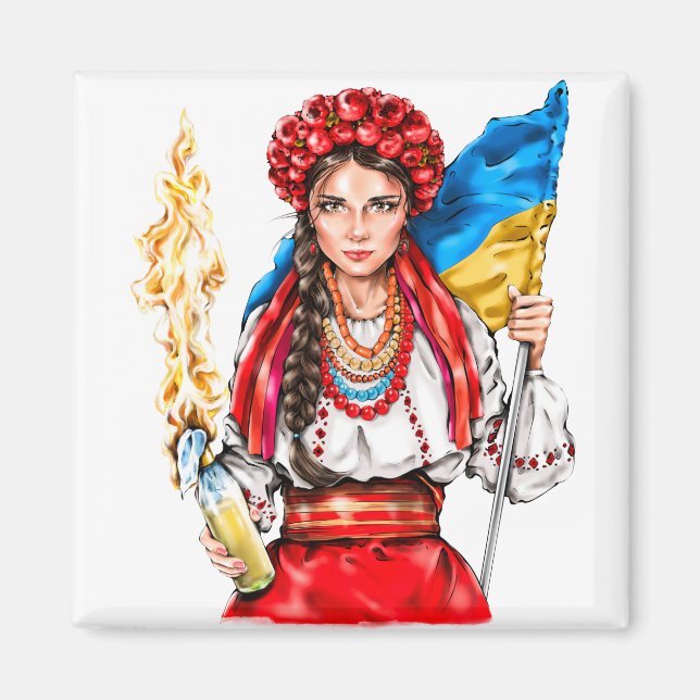 Ukrainian Girl Fighting for Freedom Magnet (Front)
