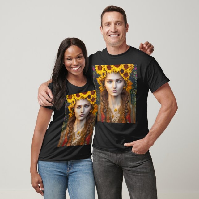 Ukrainian Girl of Amulets & Sunflowers   T-Shirt (Unisex)