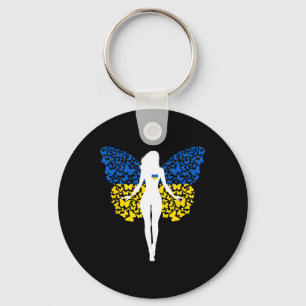 Ukrainian Girl Roots Ukraine Flag Pride Womens But Keychain
