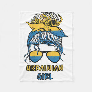 Ukrainian Girl Ukraine Flag Women's Fleece Blanket