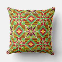 Ukrainian Green Pattern Throw Pillow