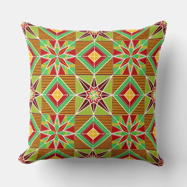 Ukrainian Green Pattern Throw Pillow (Front)