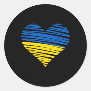 Ukrainian Heart Flag Colors Blue Yellow Ukraine Pe Classic Round Sticker