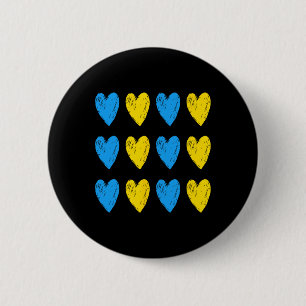 Ukrainian Hearts Support Ukraine Blue Yellow Flag 2 Inch Round Button