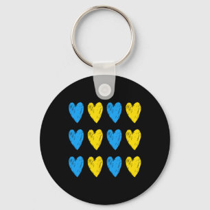 Ukrainian Hearts Support Ukraine Blue Yellow Flag Keychain