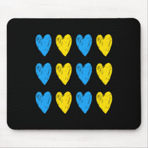 Ukrainian Hearts Support Ukraine Blue Yellow Flag Mouse Pad