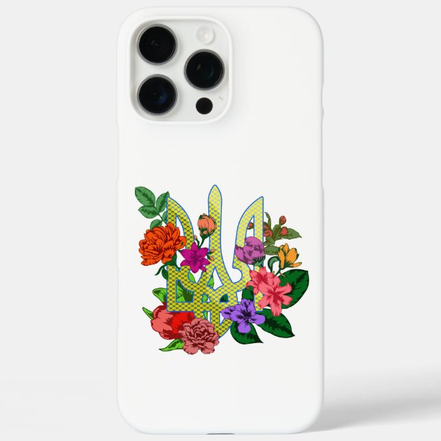 Ukrainian heraldry trident tryzub blooming flowers Case-Mate iPhone case (Back)