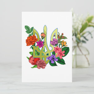 Ukrainian heraldry trident tryzub blooming flowers save the date