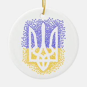 Ukrainian heraldry trident tryzub scattering stars ceramic ornament