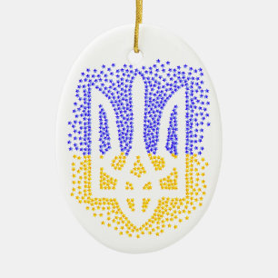 Ukrainian heraldry trident tryzub scattering stars ceramic ornament