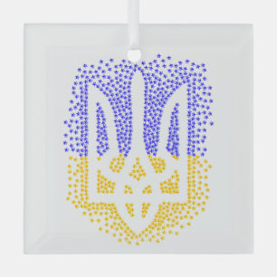 Ukrainian heraldry trident tryzub scattering stars glass ornament