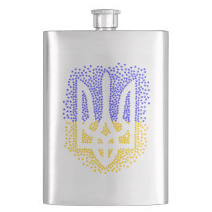 Ukrainian heraldry trident tryzub scattering stars hip flask